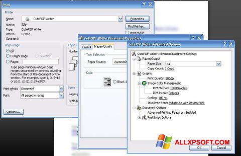 Capture d'écran CutePDF Writer pour Windows XP