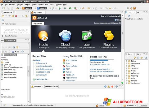 Capture d'écran Aptana Studio pour Windows XP