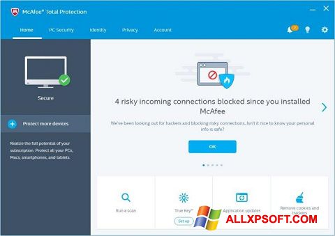 Capture d'écran McAfee Total Protection pour Windows XP
