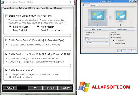 Capture d'écran Easy Display Manager pour Windows XP