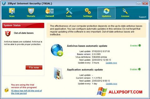 Capture d'écran Zillya! pour Windows XP