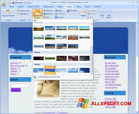 Capture d'écran Artisteer pour Windows XP
