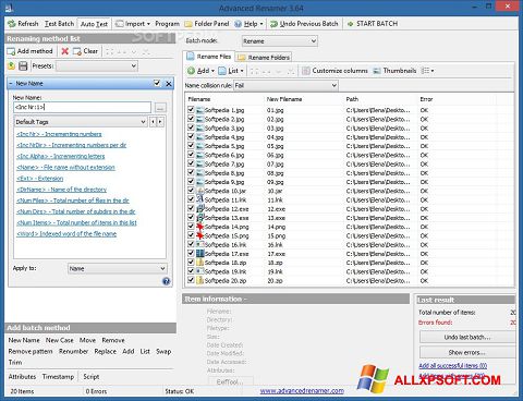 Capture d'écran ReNamer pour Windows XP