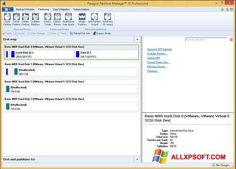 Capture d'écran Paragon Partition Manager pour Windows XP