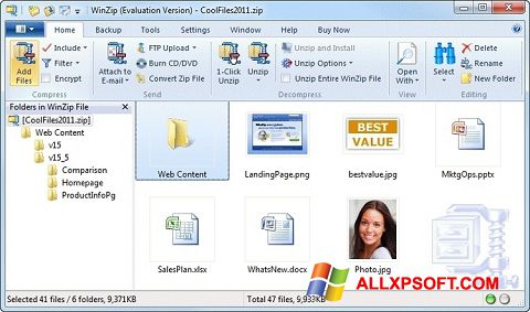 Capture d'écran WinZip pour Windows XP
