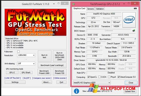 Capture d'écran FurMark pour Windows XP