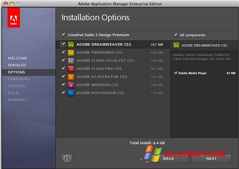 Capture d'écran Adobe Application Manager pour Windows XP