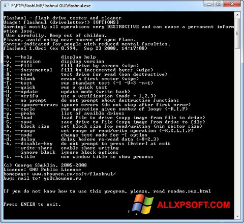 Capture d'écran Flashnul pour Windows XP