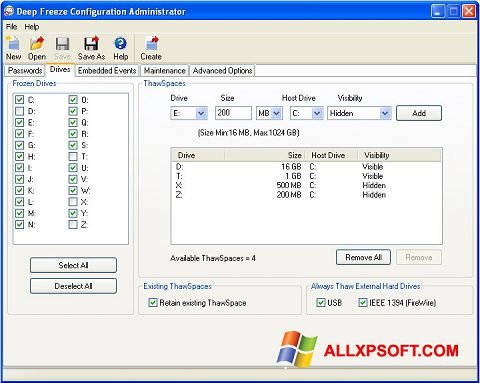 Capture d'écran Deep Freeze pour Windows XP