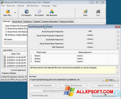 Capture d'écran Advanced Office Password Recovery pour Windows XP