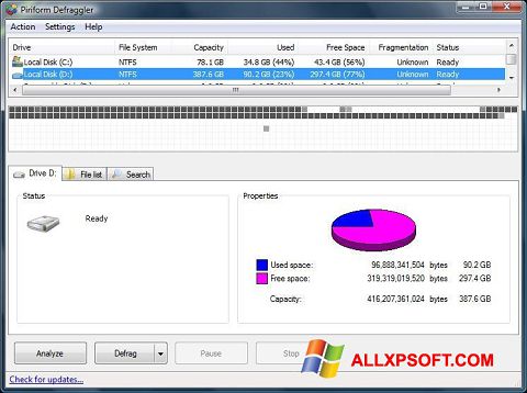 Capture d'écran Defraggler pour Windows XP
