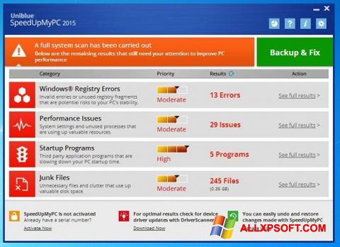 Capture d'écran SpeedUpMyPC pour Windows XP