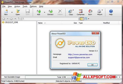 Capture d'écran PowerISO pour Windows XP