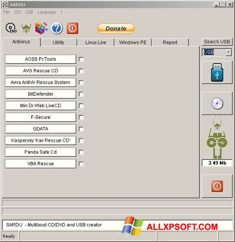 Capture d'écran SARDU pour Windows XP