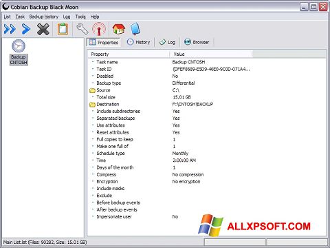 Capture d'écran Cobian Backup pour Windows XP