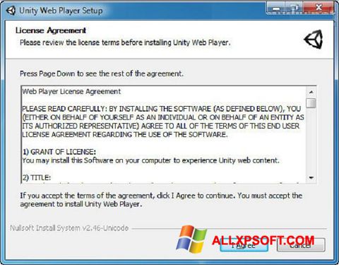 Capture d'écran Unity Web Player pour Windows XP