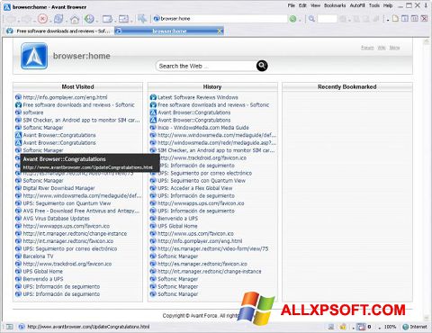 Capture d'écran Avant Browser pour Windows XP