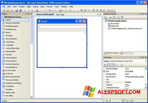 Capture d'écran Microsoft Visual Basic pour Windows XP
