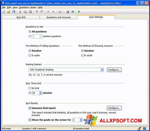 Capture d'écran easyQuizzy pour Windows XP