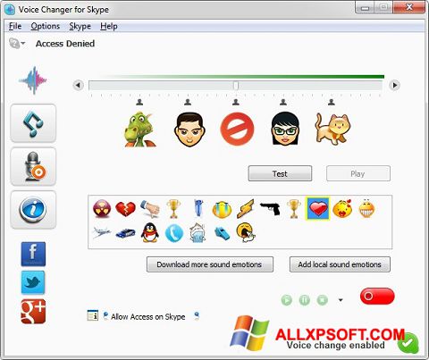 Capture d'écran Skype Voice Changer pour Windows XP