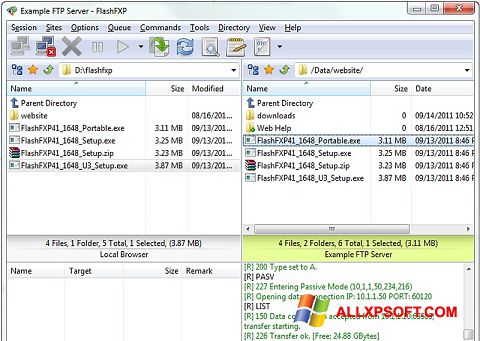 Capture d'écran FlashFXP pour Windows XP