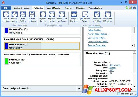 Capture d'écran Paragon Hard Disk Manager pour Windows XP
