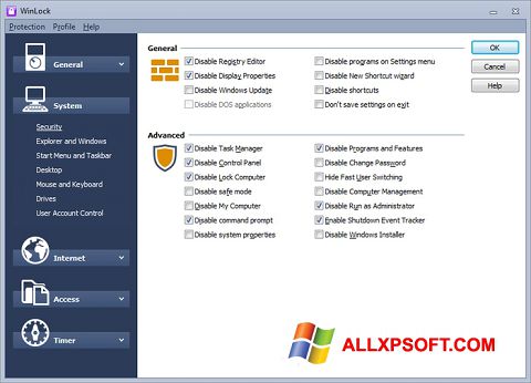 Capture d'écran WinLock pour Windows XP