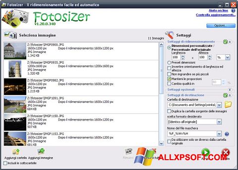 Capture d'écran Fotosizer pour Windows XP