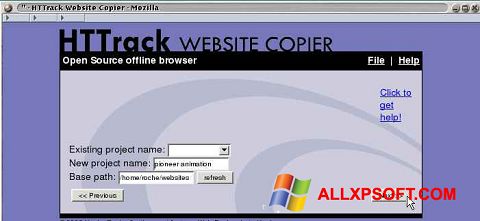 Capture d'écran HTTrack Website Copier pour Windows XP