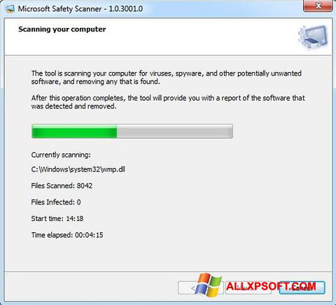 Capture d'écran Microsoft Safety Scanner pour Windows XP