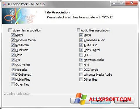 Capture d'écran X Codec Pack pour Windows XP