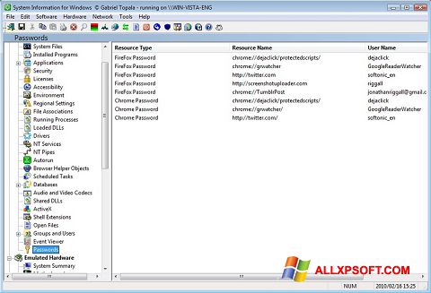 Capture d'écran SIW pour Windows XP