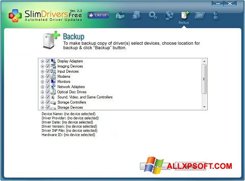 Capture d'écran SlimDrivers pour Windows XP