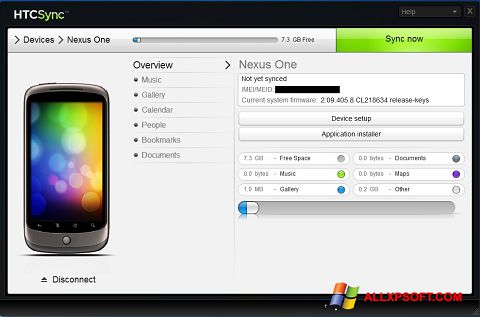 Capture d'écran HTC Sync pour Windows XP