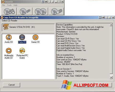 Capture d'écran CloneCD pour Windows XP