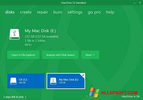 Capture d'écran MacDrive pour Windows XP