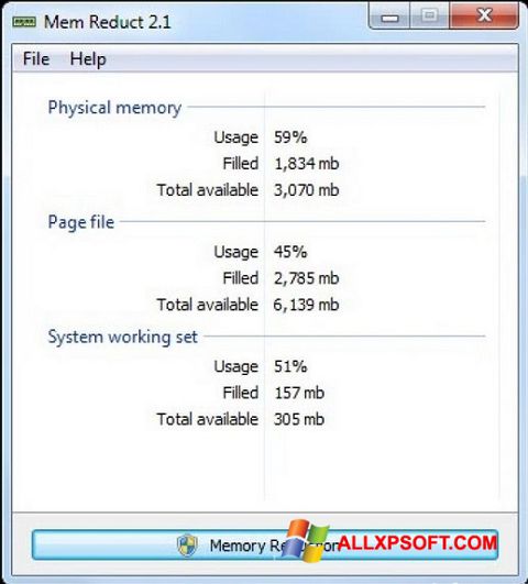 Capture d'écran Mem Reduct pour Windows XP