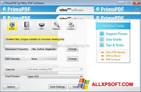 Capture d'écran PrimoPDF pour Windows XP