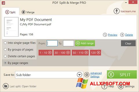 Capture d'écran PDF Split and Merge pour Windows XP