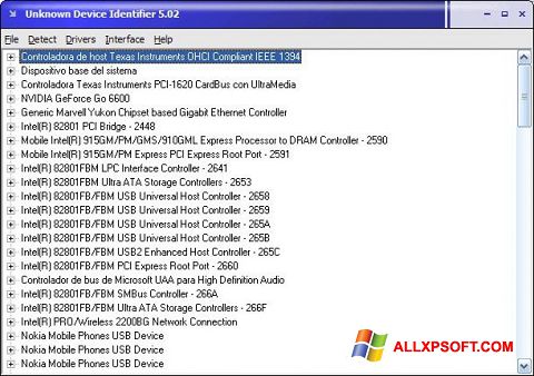 Capture d'écran Unknown Device Identifier pour Windows XP