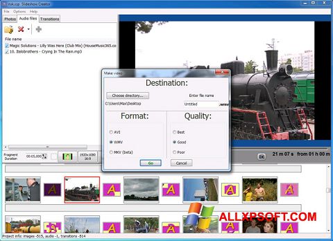 Capture d'écran Bolide Slideshow Creator pour Windows XP