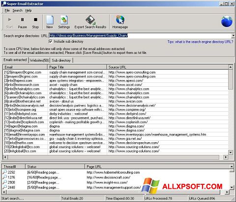 Capture d'écran eMail Extractor pour Windows XP