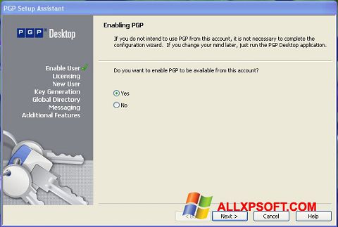 Capture d'écran PGP Desktop pour Windows XP