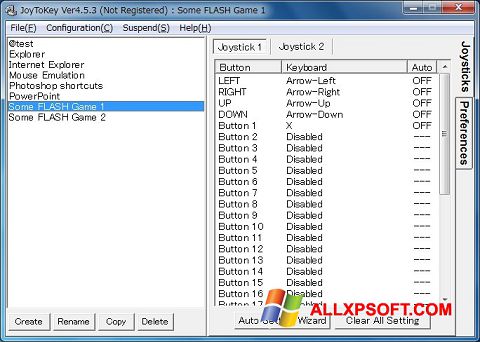 Capture d'écran JoyToKey pour Windows XP