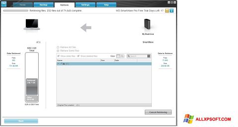 Capture d'écran WD SmartWare pour Windows XP
