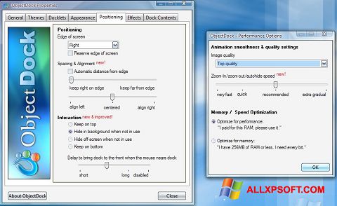Capture d'écran ObjectDock pour Windows XP