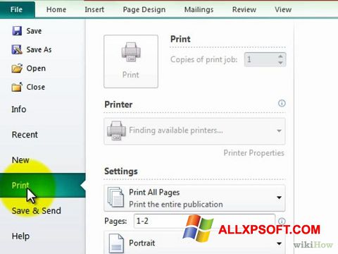 Capture d'écran Microsoft Publisher pour Windows XP