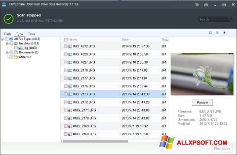 Capture d'écran USB Flash Drive Recovery pour Windows XP