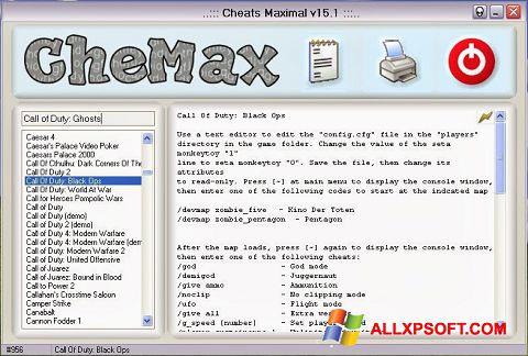 Capture d'écran CheMax pour Windows XP