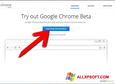 Capture d'écran Google Chrome Beta pour Windows XP